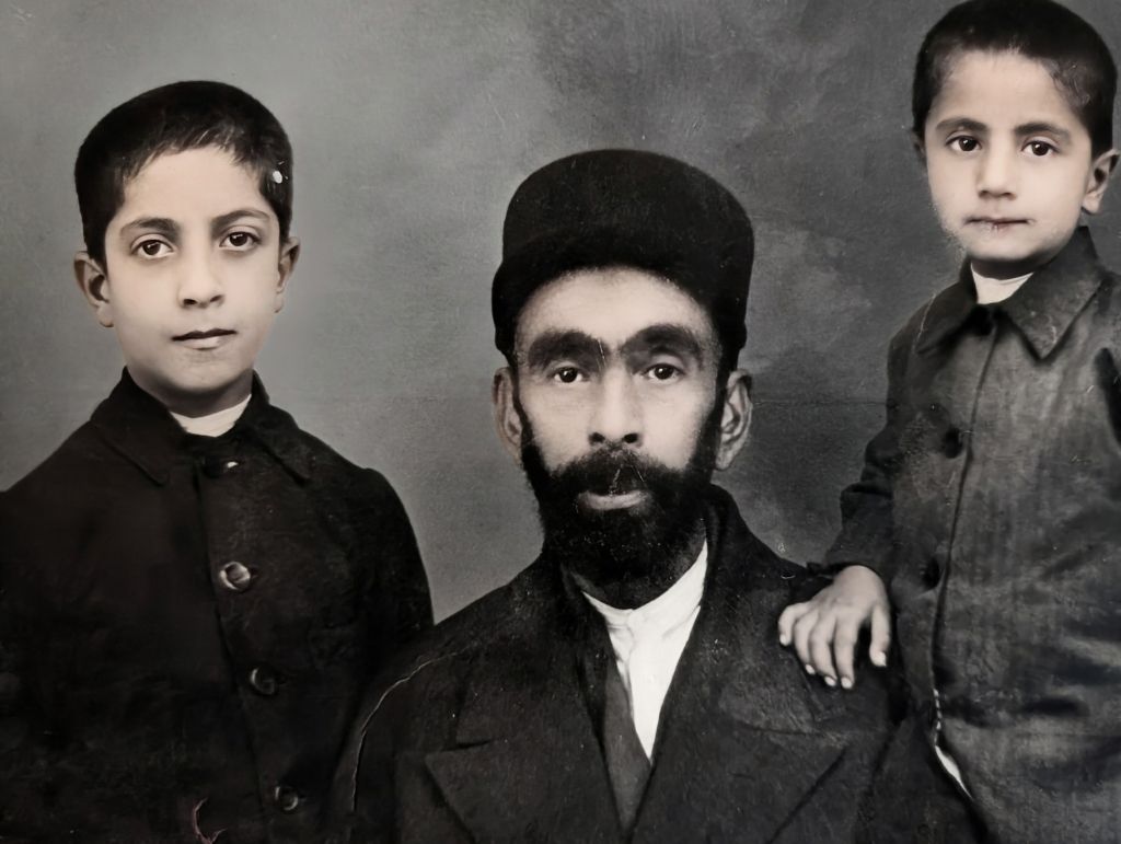 Mirza Hossein as a boy with his father and brother, Tabriz